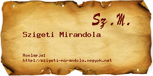 Szigeti Mirandola névjegykártya